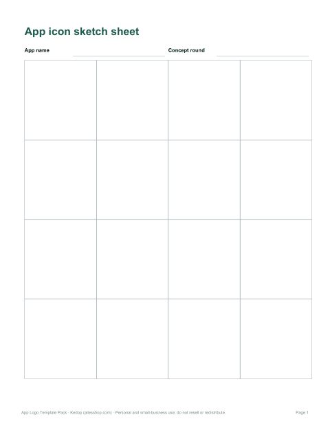 Preview of the first page of Icon sketch sheets