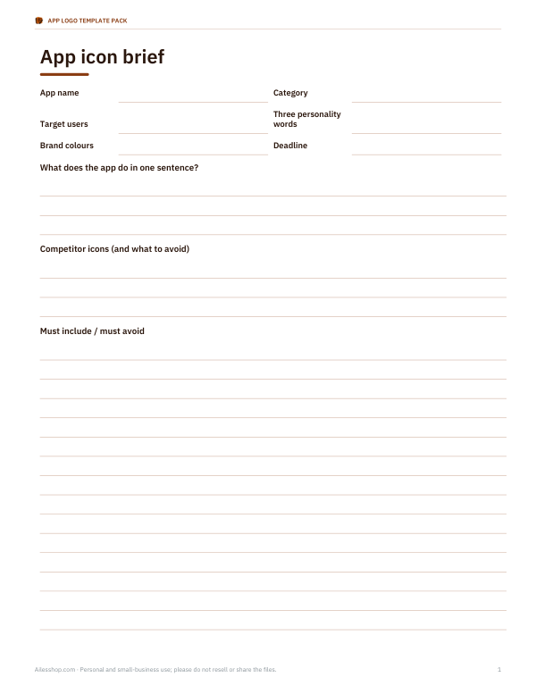 Preview of Printable App Icon Brief Sheet