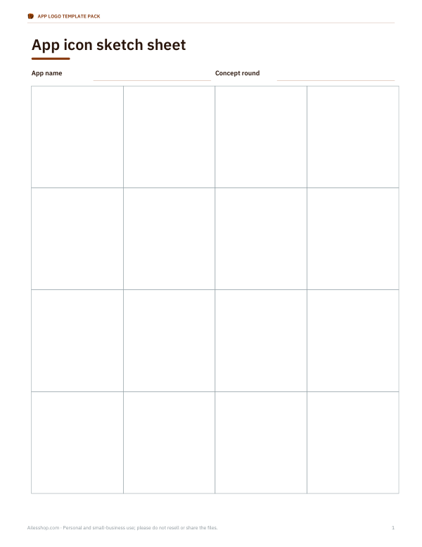 Preview of Printable App Icon Sketch Sheet